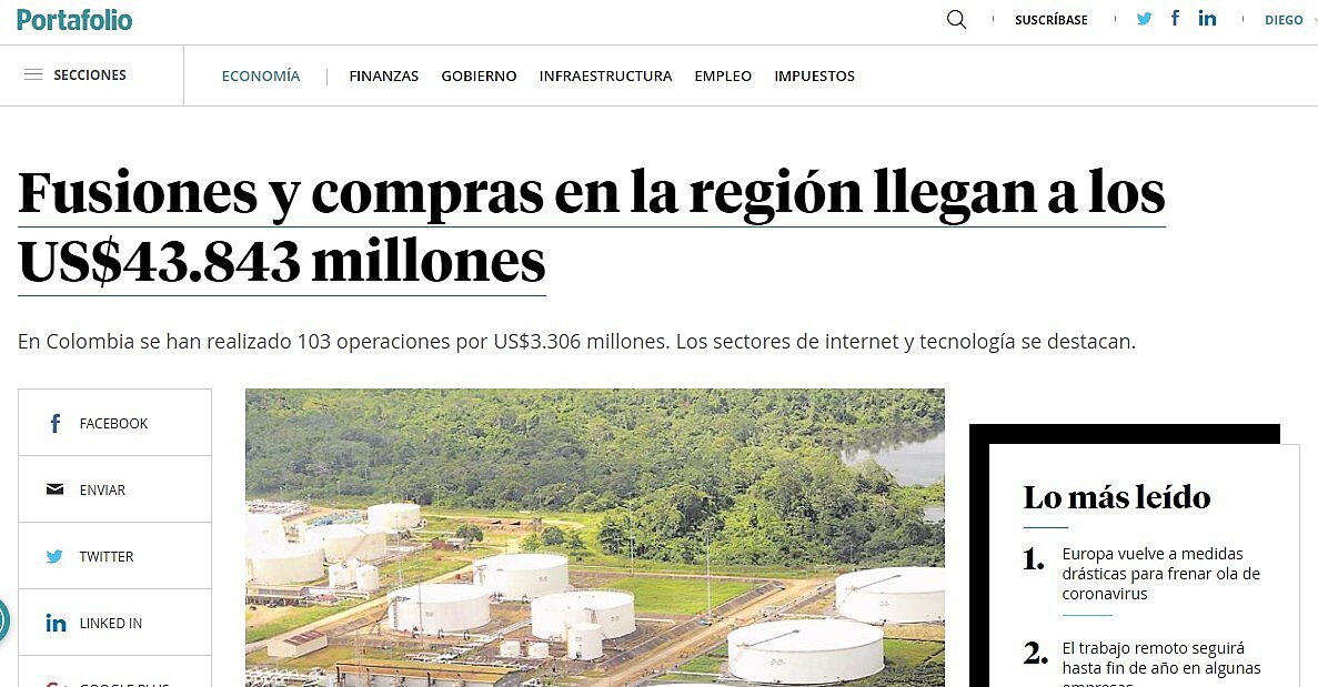 Fusiones y compras en la regin llegan a los US$43.843 millones